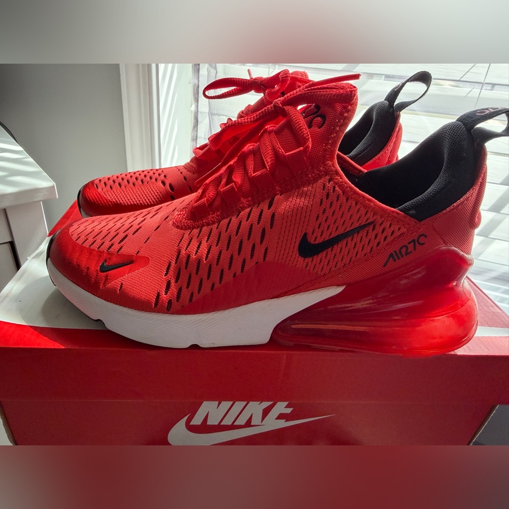 Nike Red and Black Air Max 270 Athletic Sneakers